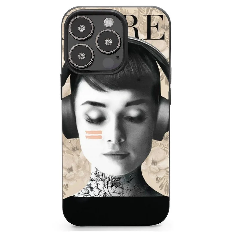 Audrey Headphones Mobile Phone Case Shell For IPhone 13 and iPhone14 Pro Max and IPhone 15 Plus Case - Heather Prints Shirts