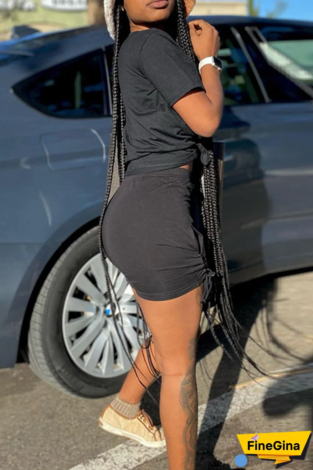 White Casual Street Print Patchwork Letter O Neck T-Shirts