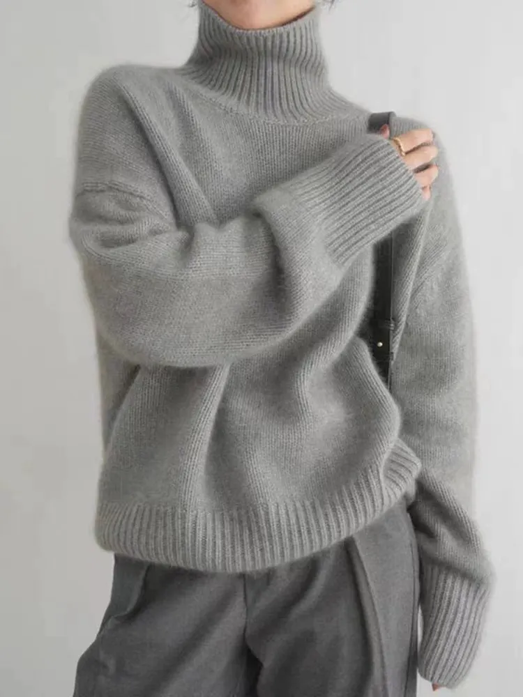Women Turtleneck Mohair Sweater