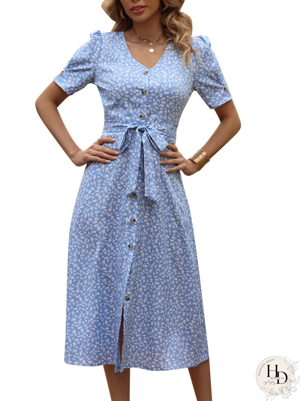 Summer Printed Dress Women Leisure Vacation Lace Up Dress Large Swing Dress Print Knotted Dress Spring New