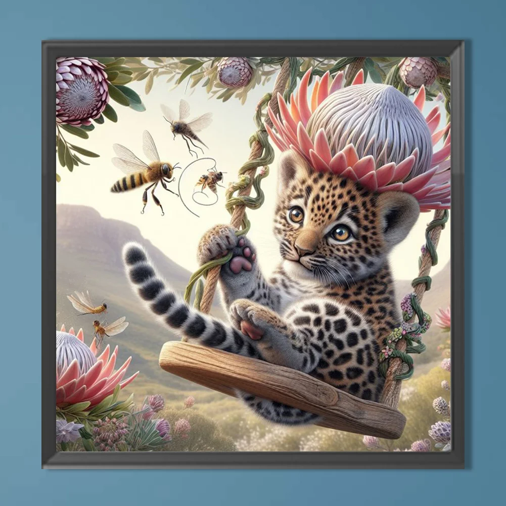 Diamond Painting - Full Round Drill - Swing Leopard(Canvas|40*40cm)