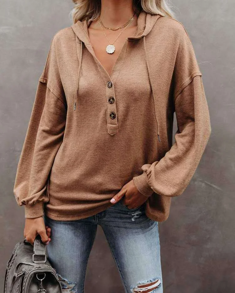 Solid color loose hooded