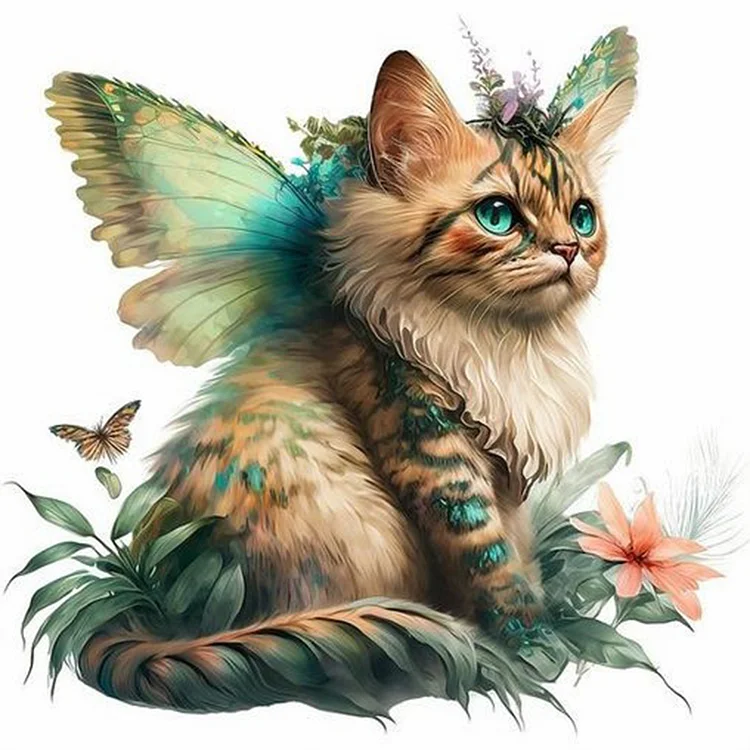 Wings Kitten 30*30CM (Canvas) Full Round Drill Diamond Painting gbfke