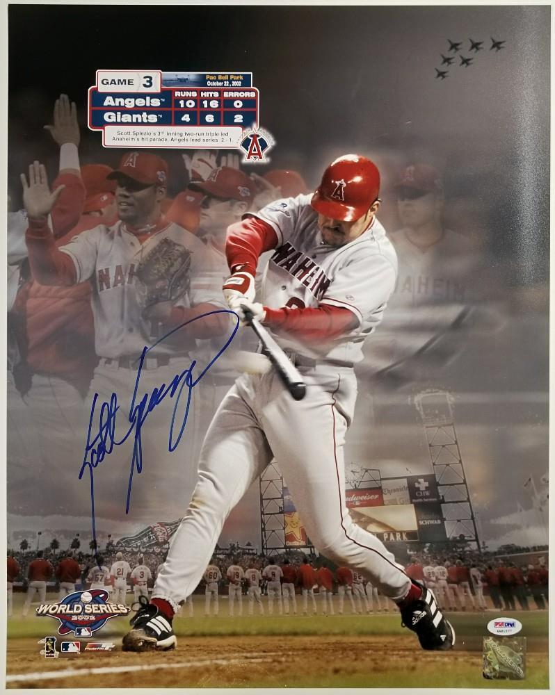 SCOTT SPIEZIO Signed 16x20 Anaheim Angels 2002 World Series Auto PSA/DNA COA