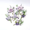 10PCS Light Purple Wedding Catering Bridal Groom Guests Corsage Boutonniere Wrist Artificial Flower Bouquets