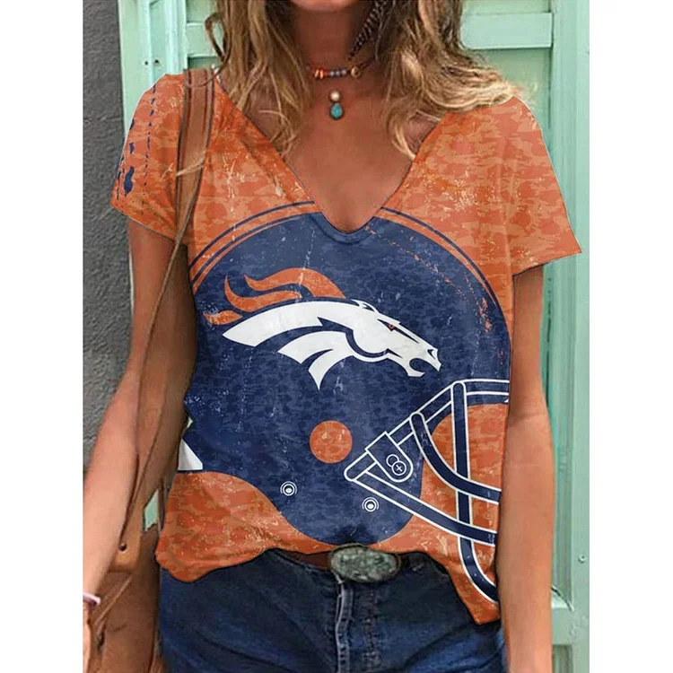 Denver Broncos Lightweight Short Sleeve V-Neck T-Shirt
