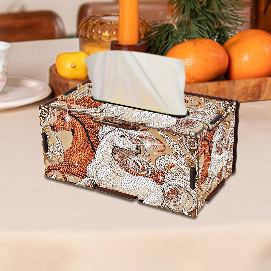 Wooden Diamond Painting Tissue Box for Home and Office Decoration (ZJH034)