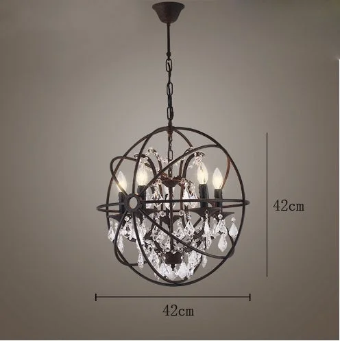 Chandelier Round Crystal Lamp Staircase Restaurant Bar Decoration Clothing Store Retro Living Room Lamps