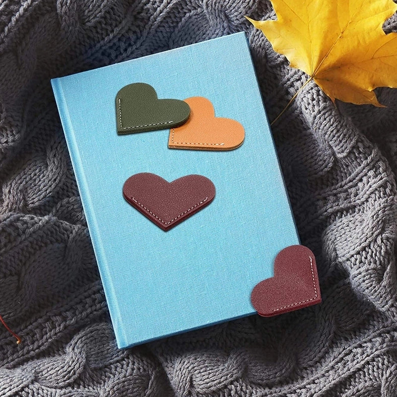Leather Heart-shaped Bookmark Pu Leather Love Bookmark Book Page Clip Mini Business Portable Small Gift Page Corner Sign
