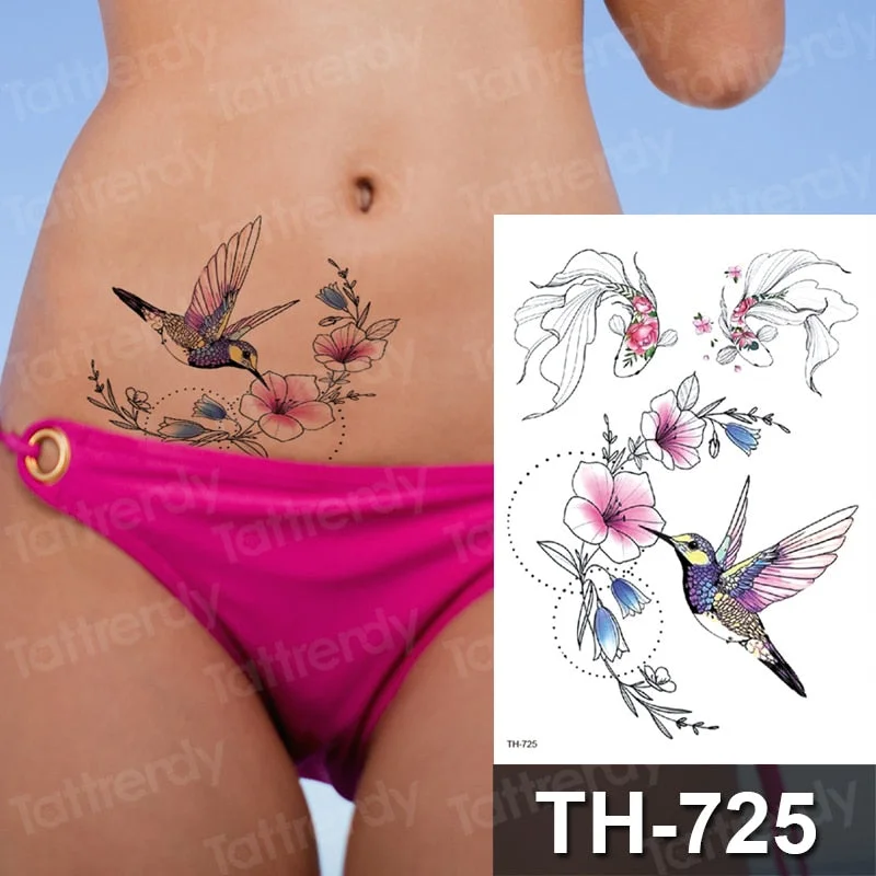 sexy temporary tattoo flower swallow fish tattoo watercolor stretch flower tattoo designs animals waterproof tatoo fake body art
