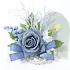10PCS Blue Wedding Catering Bridal Groom Guests Corsage Boutonniere Wrist Artificial Flower Bouquets