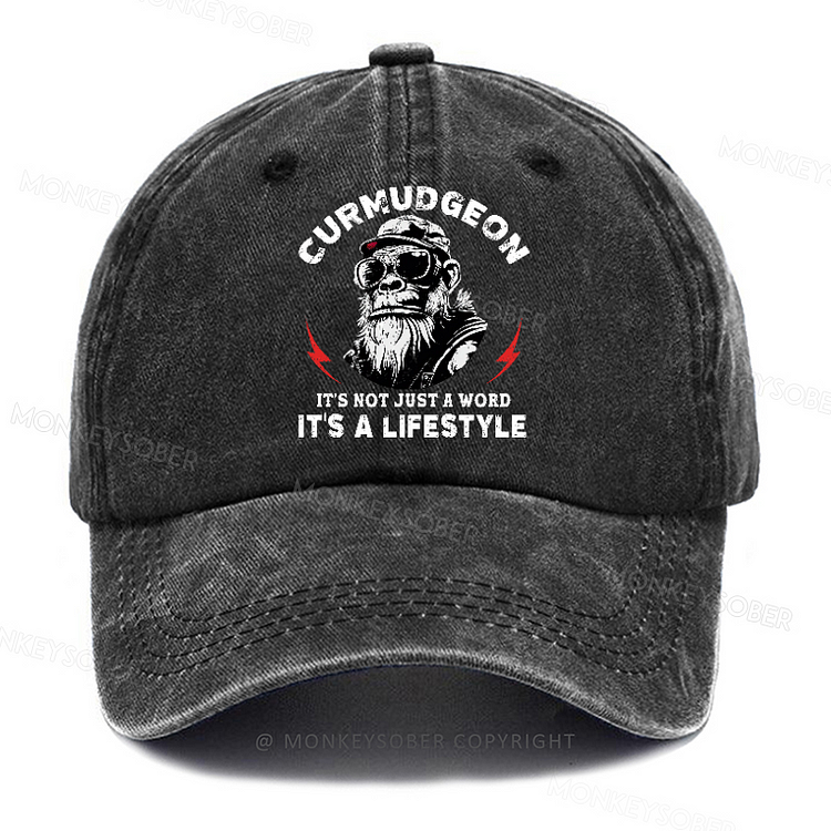 Personalized "Curmudgeon It's Not Just A Word It's A Lifestyle" Custom Washed Baseball Caps