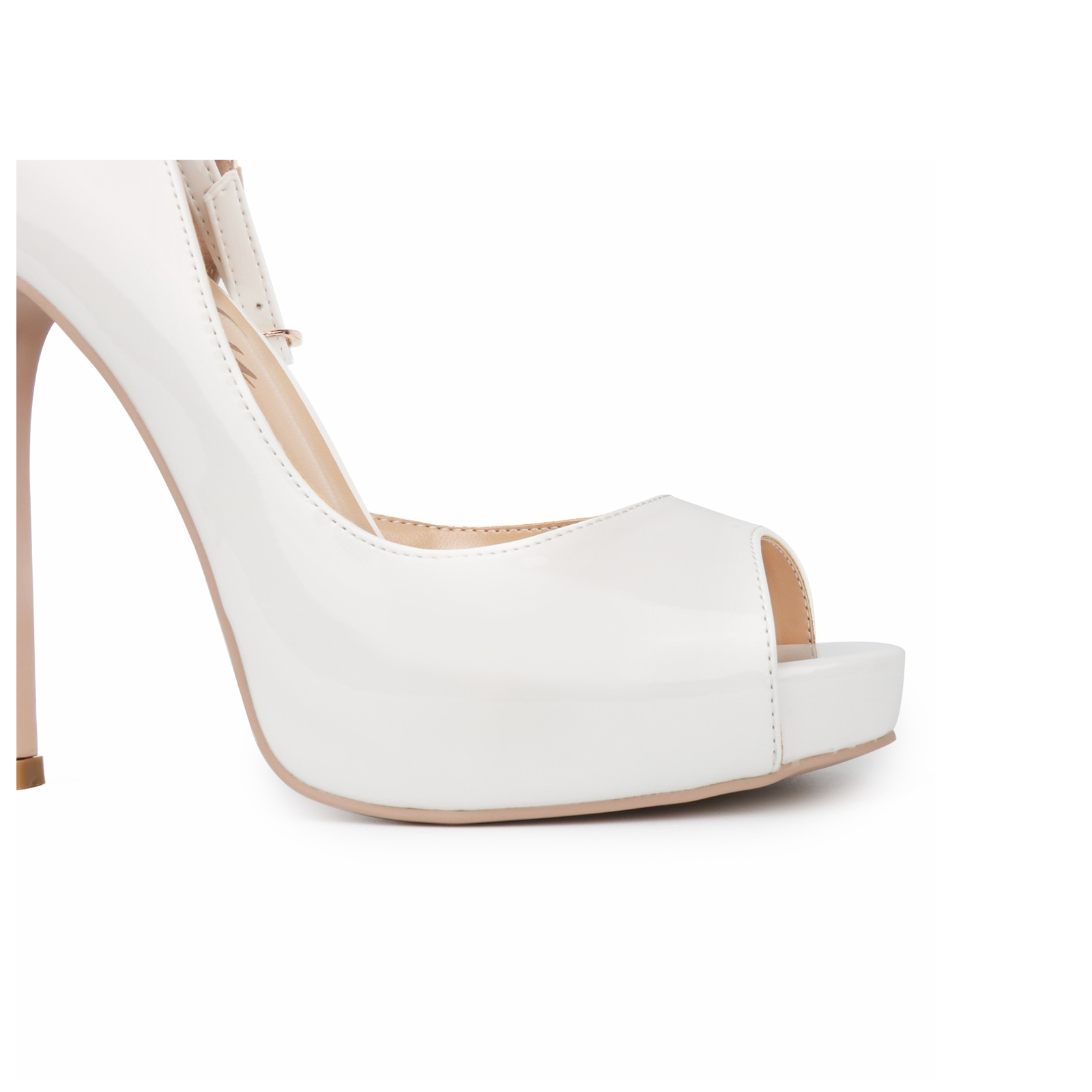 120mm Strap Platform Stilettos Pumps Patent Summer Sandals Apricot Bottom-MERUMOTE