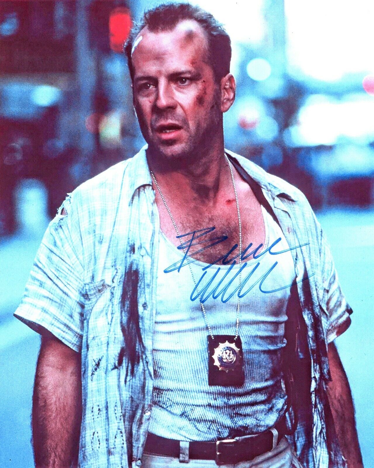 Signed Photo Poster painting of Bruce Willis 10x8