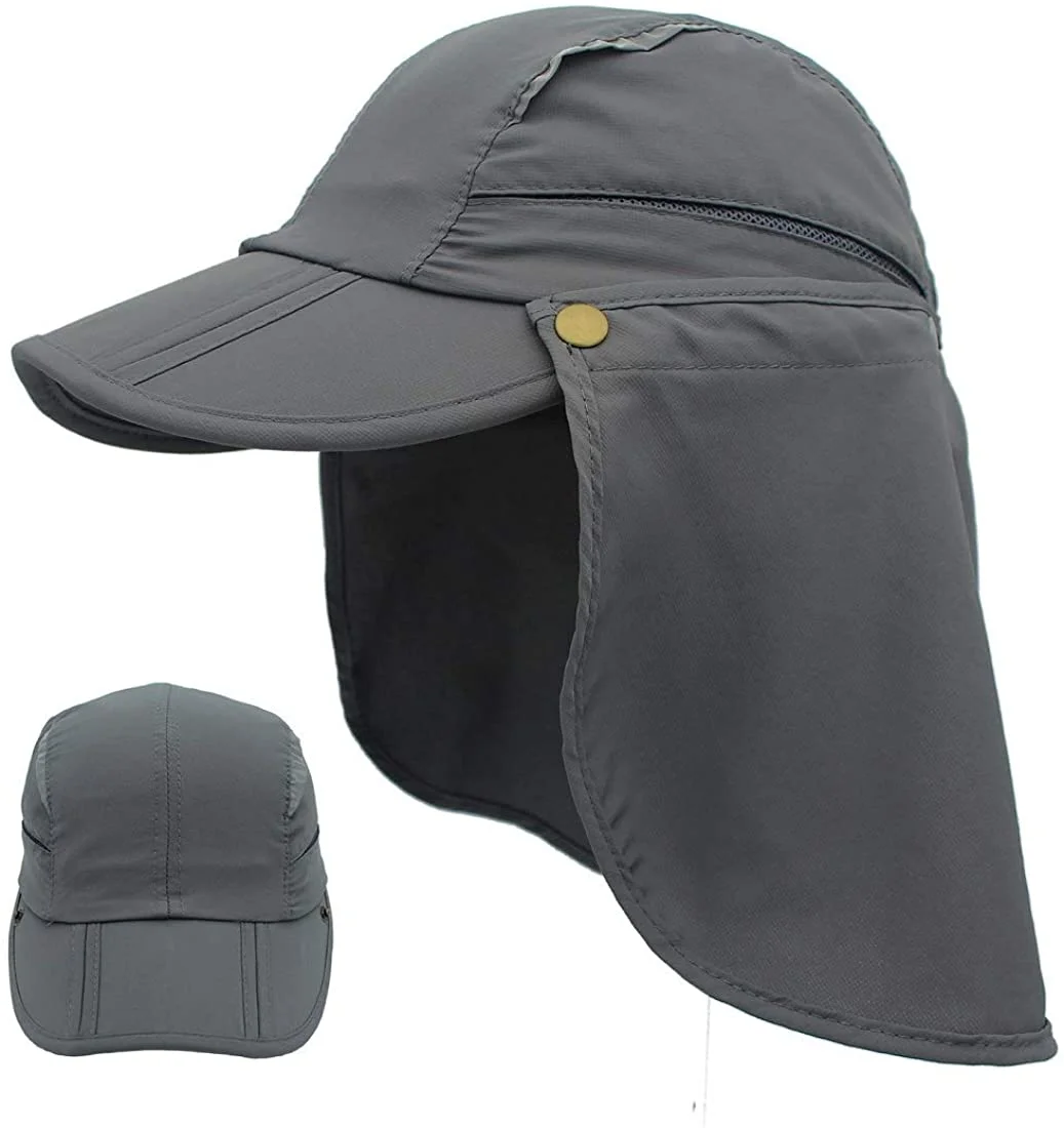 Unisex Quick Dry Breathable Fishing Sun Cap with Removable Neck Flap