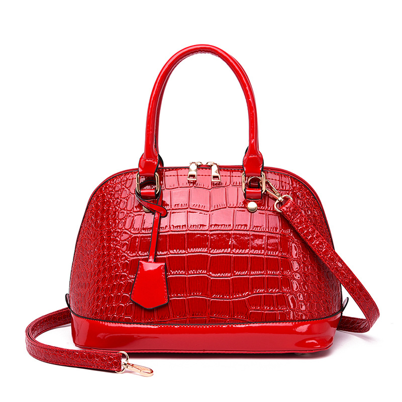 Crocodile-Embossed Single-Shoulder Crossbody Tote
