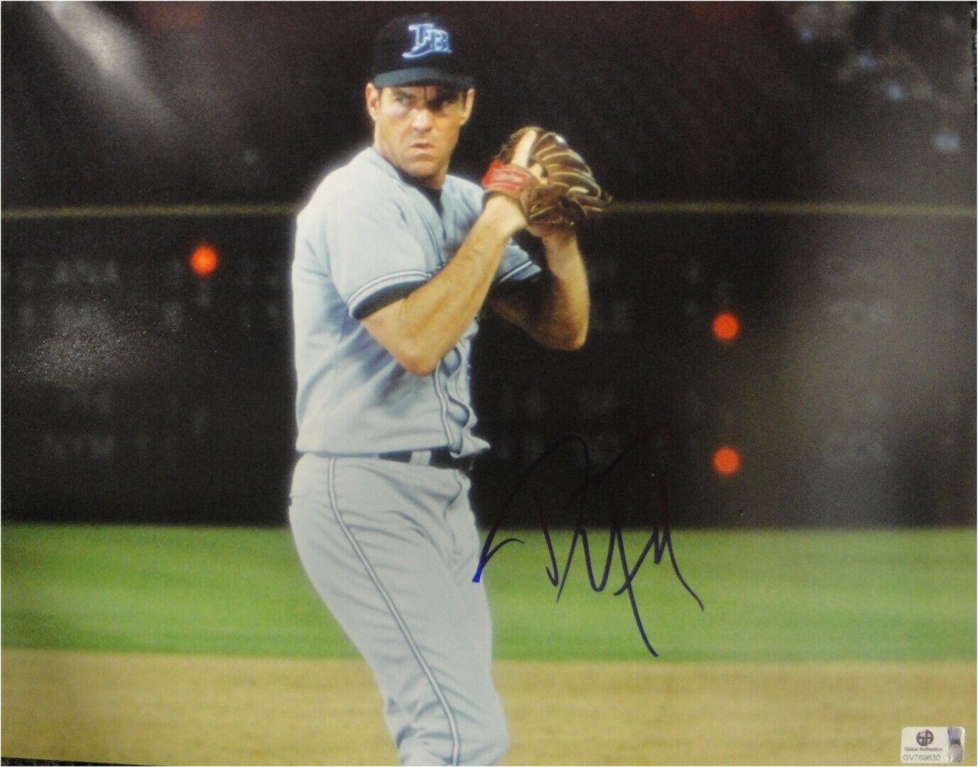 Dennis Quaid Hand Signed Autographed 11x14 Photo Poster painting The Rookie On Mound JSA U16461