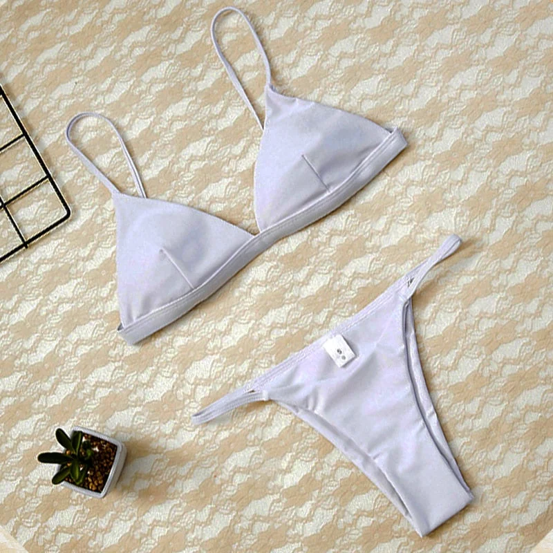 2020 Women Micro Bikini set Push Up Swimwear Solid Beach Bathing Suit Brazilian Thong Swimsuit For Girls Bikini Swim Suit Femme