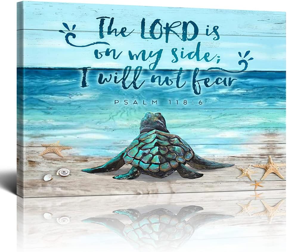 Beach Wall Art 16x20inch Beach Wall Decor Turtle Paintings Canvas Wall Art Ocean Wall Art Jesus Quotes Pictures For Wall Religious Wall Decor Posters Canvas Christian Pictures Artwork Turtle Art Gift
