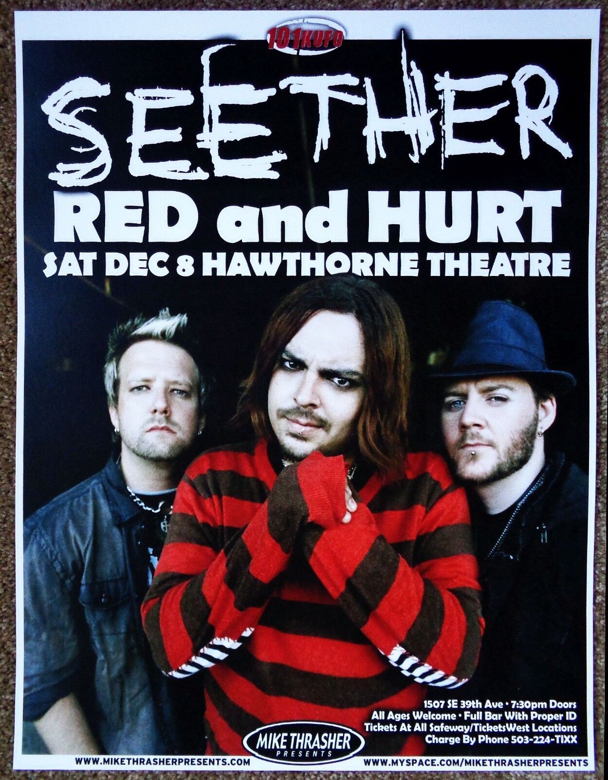 SEETHER 2007 Gig POSTER Portland Oregon Concert