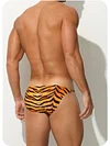 Men's Low-Rise Sexy Satin Ice Silk Ultra-Thin U-Shaped Pouch Leopard Print Briefs