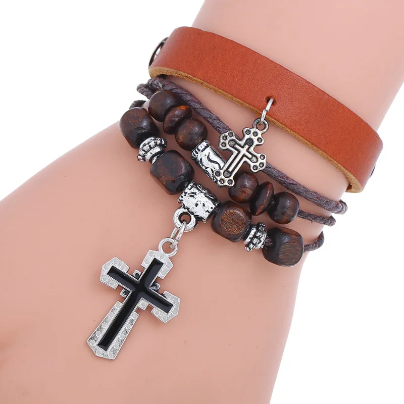 Cross Leather Bracelet