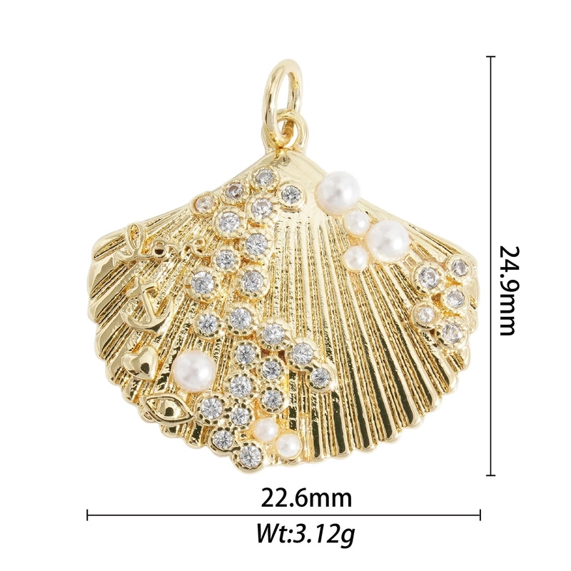 1 Piece Alloy Scallop Starfish Butterfly Pendant