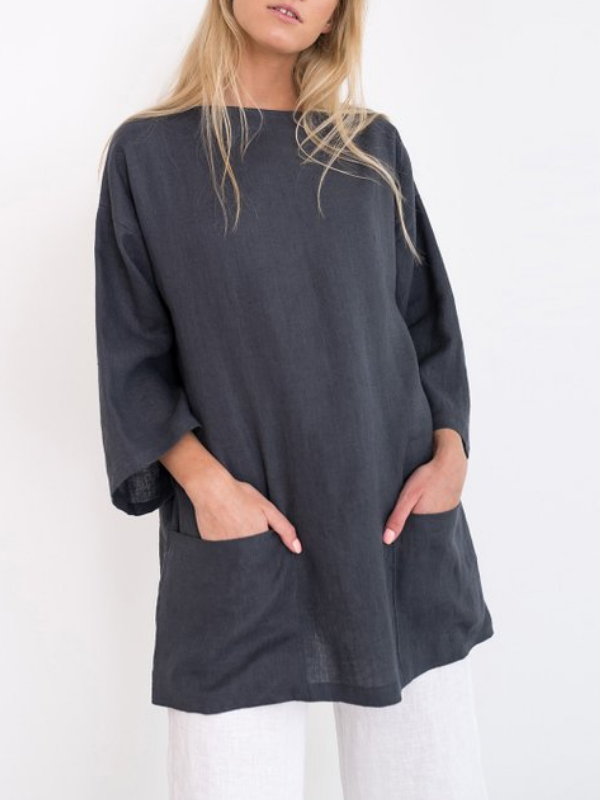 Long Sleeve Pockets Casual Tops