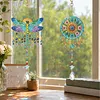 2pcs Dragonflies and Dreamcatchers DIY Acrylic Diamond Painting Wind Chime for Adult 5D Diamond Painting Suncatcher with Crystal Pendant Double Sided Hanging Diamonds Art Paint Ornament Gift for Home