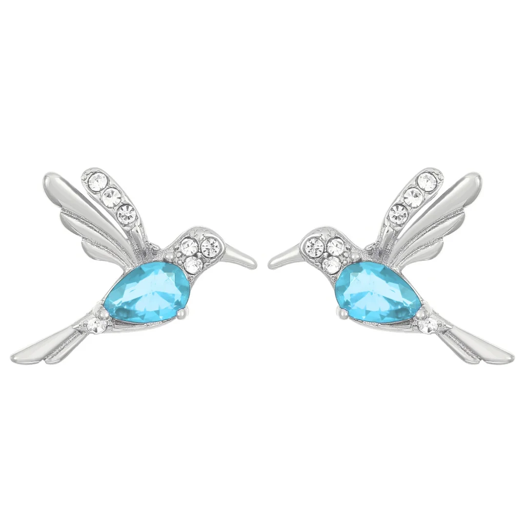 Hummingbird Zirconia Gold-Plated Earrings