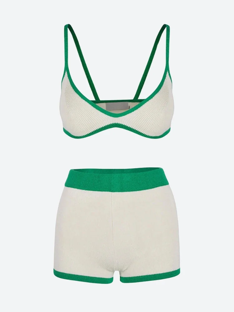 Brownm Crop Top & Shorts Two Piece Set