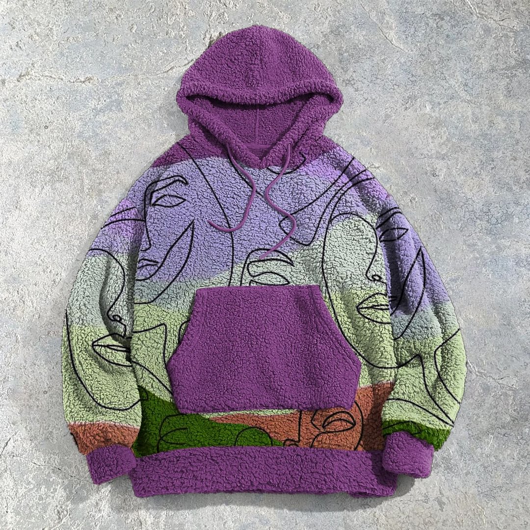 Art retro purple loose hoodie