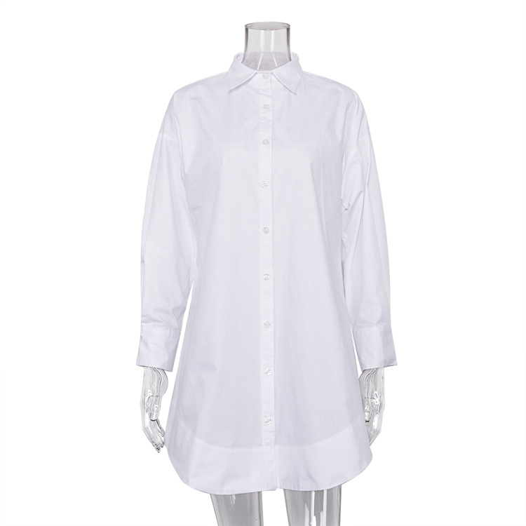 Ootddress White Loose Fashion Shirts For Women See-Through Patchwork Cardigan Coat Lapel Slim Long Sleeve Oversized Blouse Shirt