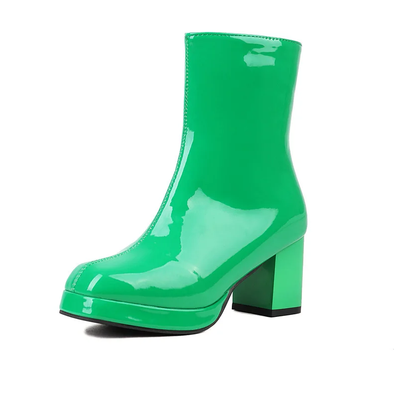 Yyvonne Yyvonne Size Boots Autumn And Winter New Women's Boots Square Head Thick Heel High Heel Ankle Boots Women's Shoes