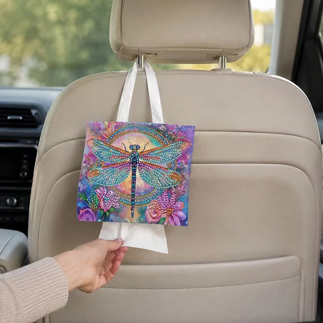 Diamond Tissue Organizer Exquisite Craftsmanship for Bathroom Bedroom Decor (Dragonfly)