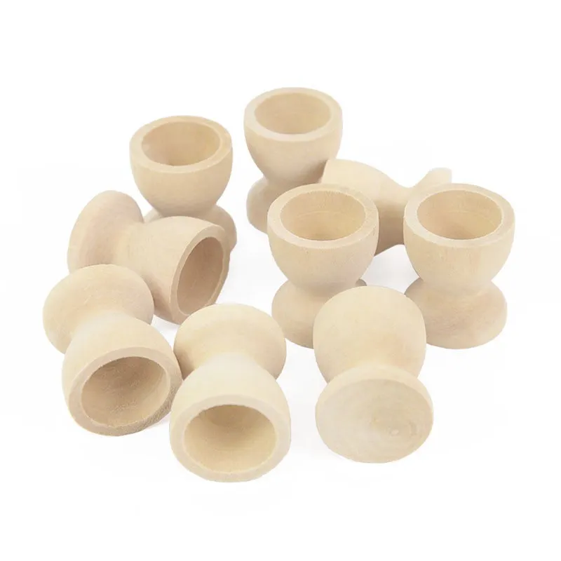 5Pcs Easter Wooden Egg Tray Container Tabletop Egg Holding Cups Kids DIY Eggs Holder Happy Easter Party Decoration for Home