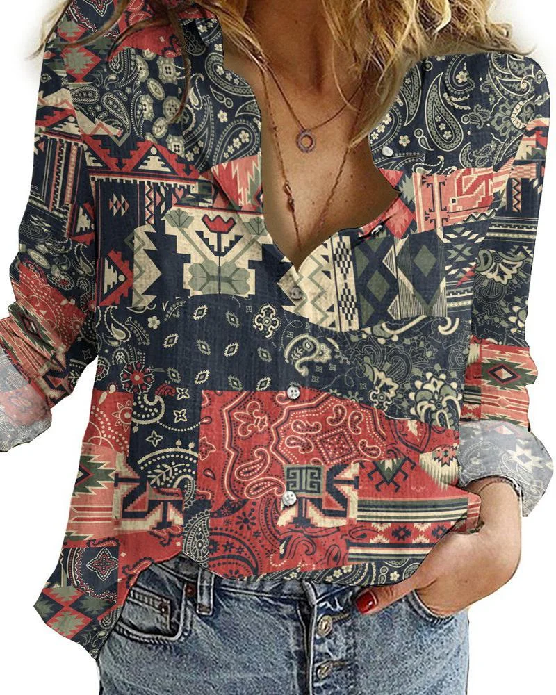 Women's casual printed shirt-120226