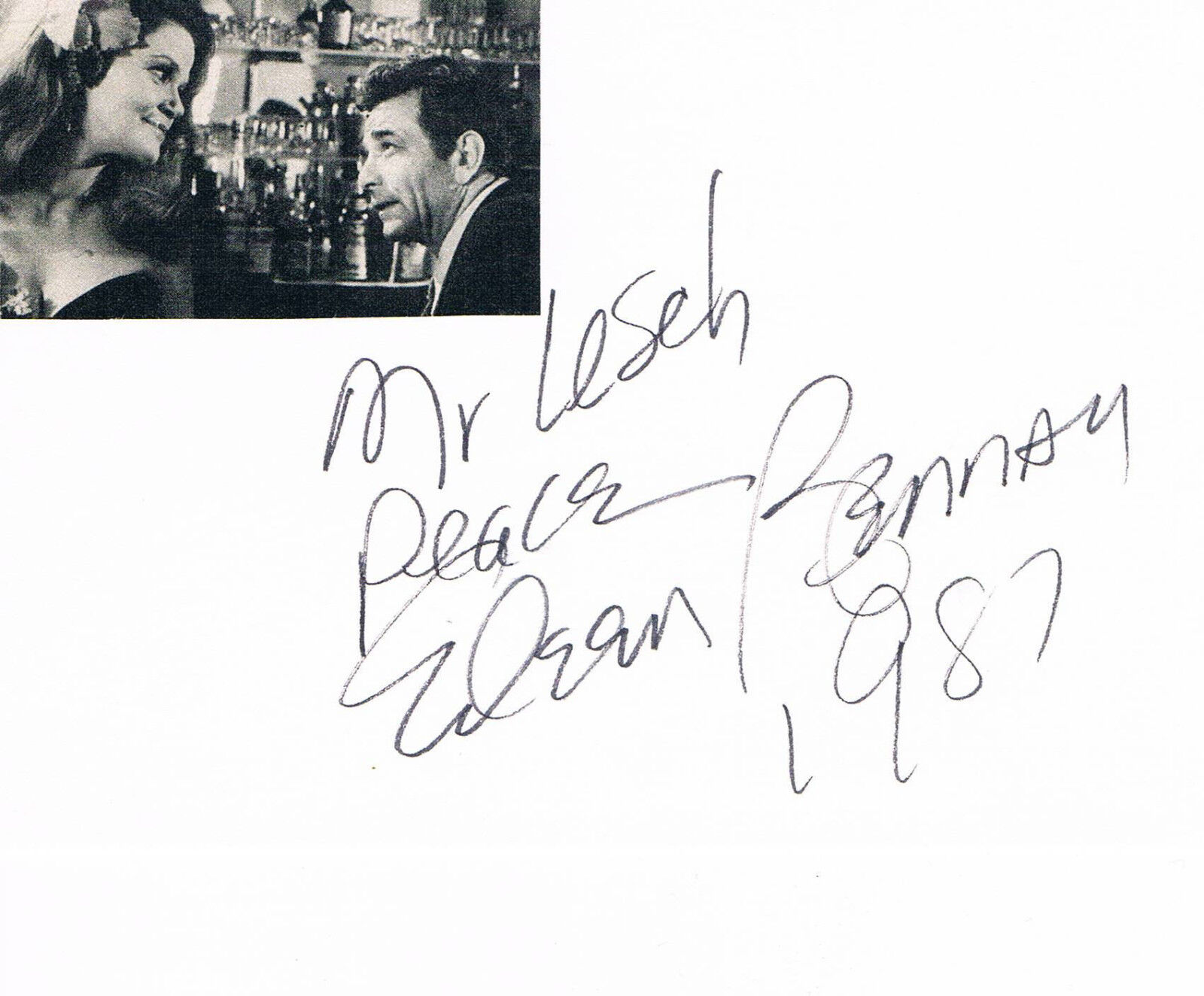 Eileen Brennan 1932- signed card 4x6