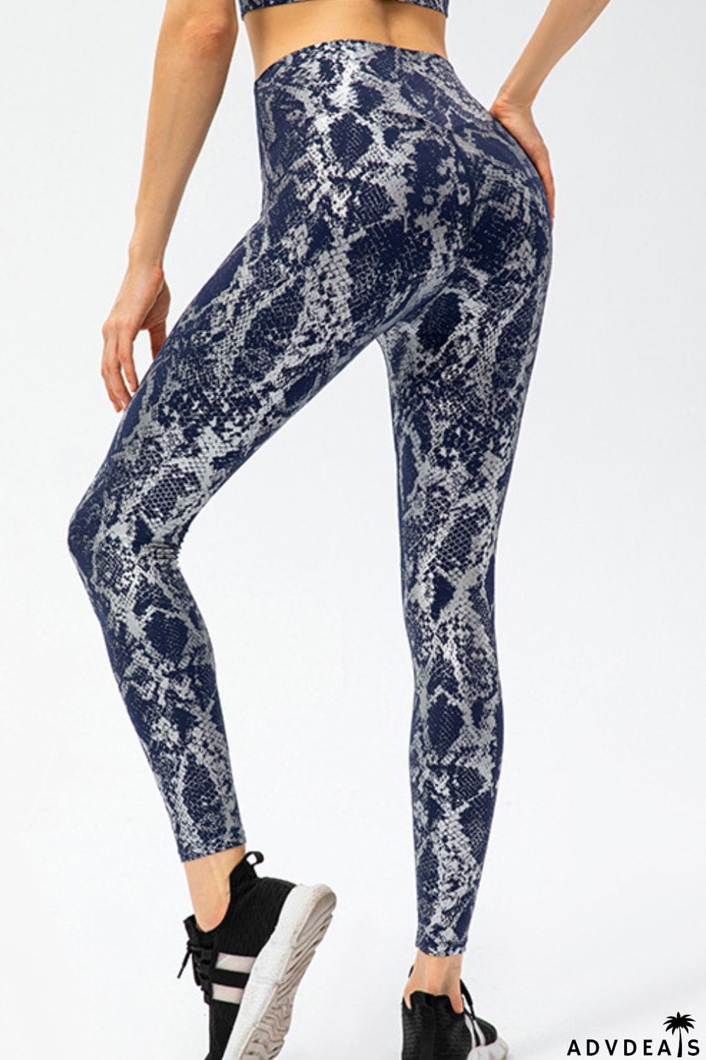 Animal Print Slim Fit Wide Waistband Long Sports Pants