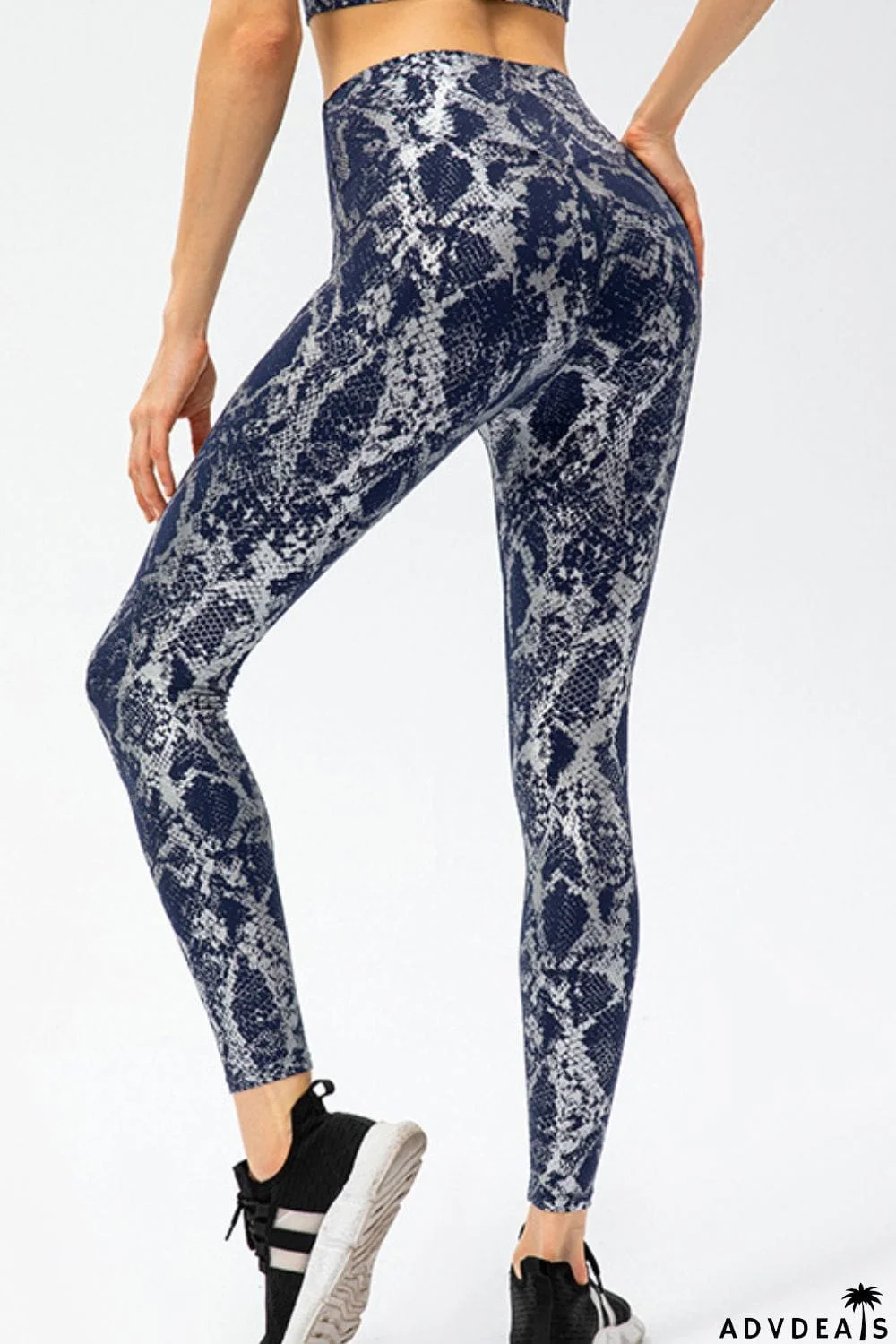 Animal Print Slim Fit Wide Waistband Long Sports Pants