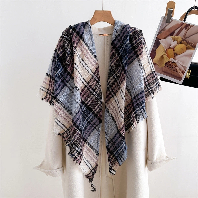 Cashmere Plaid Warm Shawl Scarf Unisex Autumn And Winter Fashion All-Matching Tassel Scarf