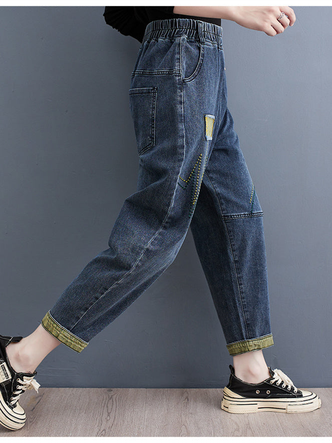 Women Half Sleeve V-neck Solid Color Dress