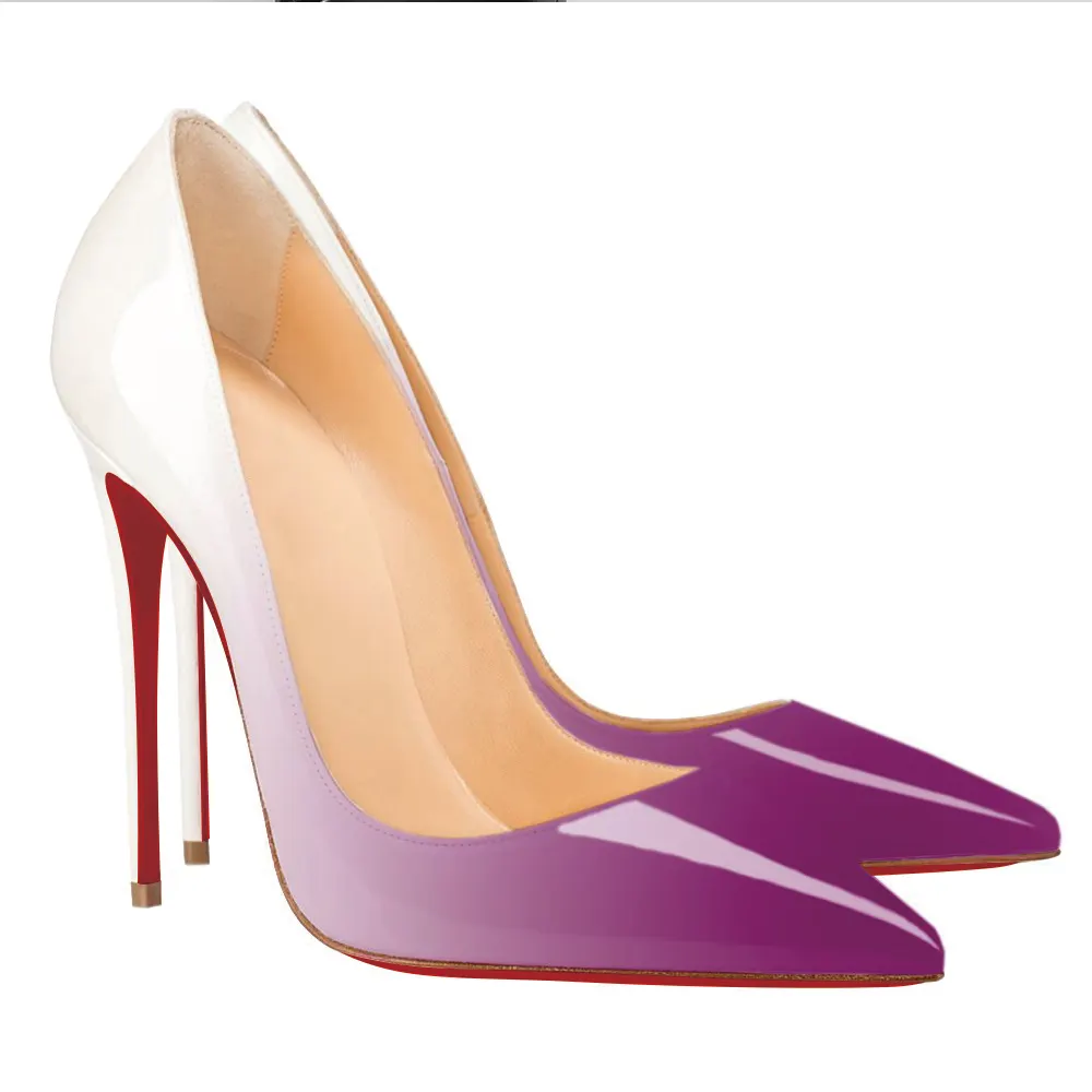 120mm Gradient High Heels Fashion Red Soles Pumps Patent-vocosishoes