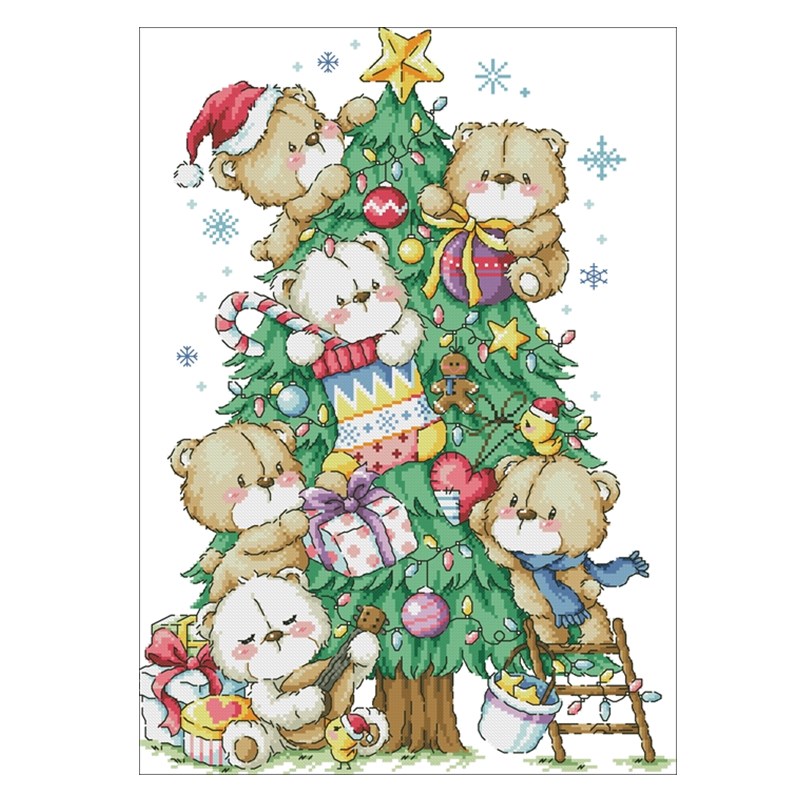 

Christmas Cartoon Bear - 11CT Stamped Cross Stitch - 50*40CM, 501 Original