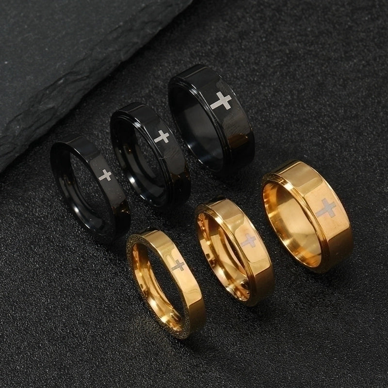 Stainless Steel Minimalist Cross Plating Rings
