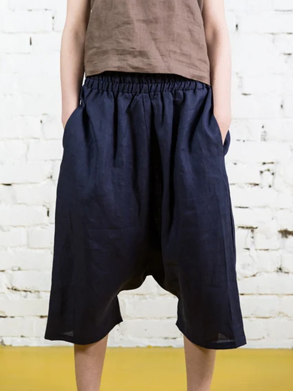 Solid Color Cotton And Linen Shorts Pants hjn Shicloths