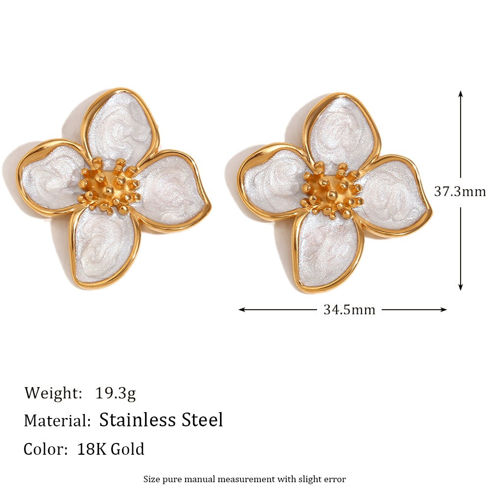 Niche Design Personality Earrings Stainless Steel 18K Gold Plated Geometric Petal Earrings For Women