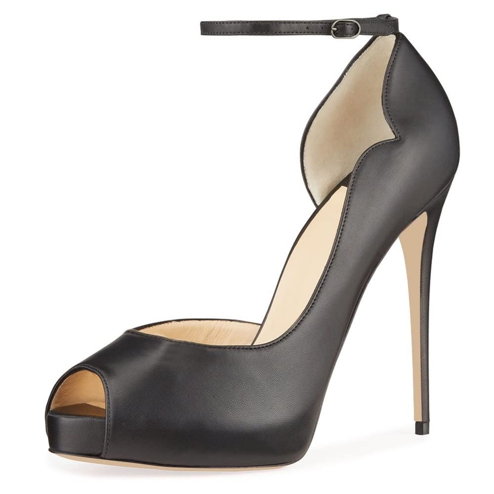 120mm Strap Platform Stilettos Pumps Patent Summer Sandals Apricot Bottom-MERUMOTE