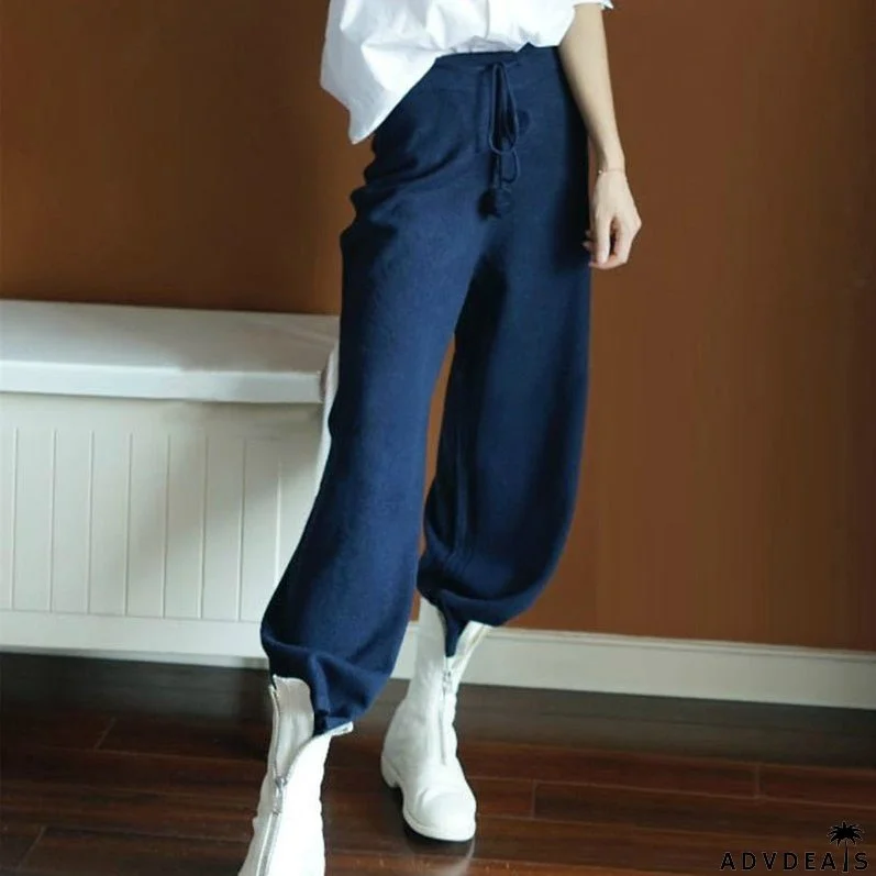 High-Waisted Wide-Leg Cashmere Pants