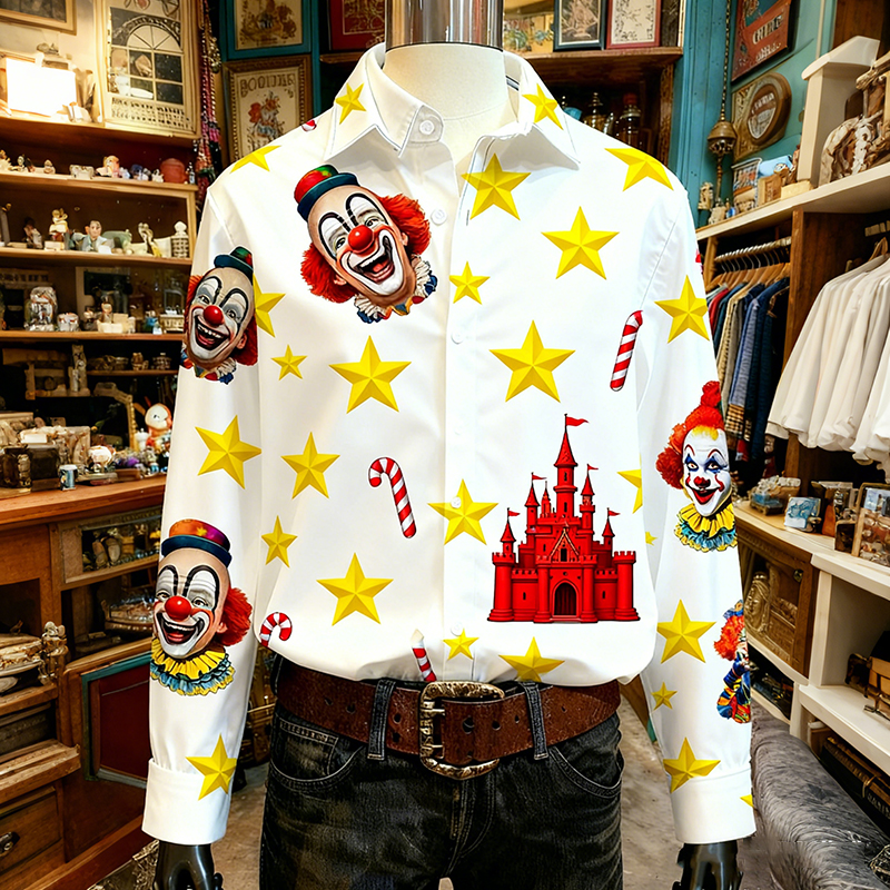 Cologne Carnival Clown Star Pattern Shirt elevenforest
